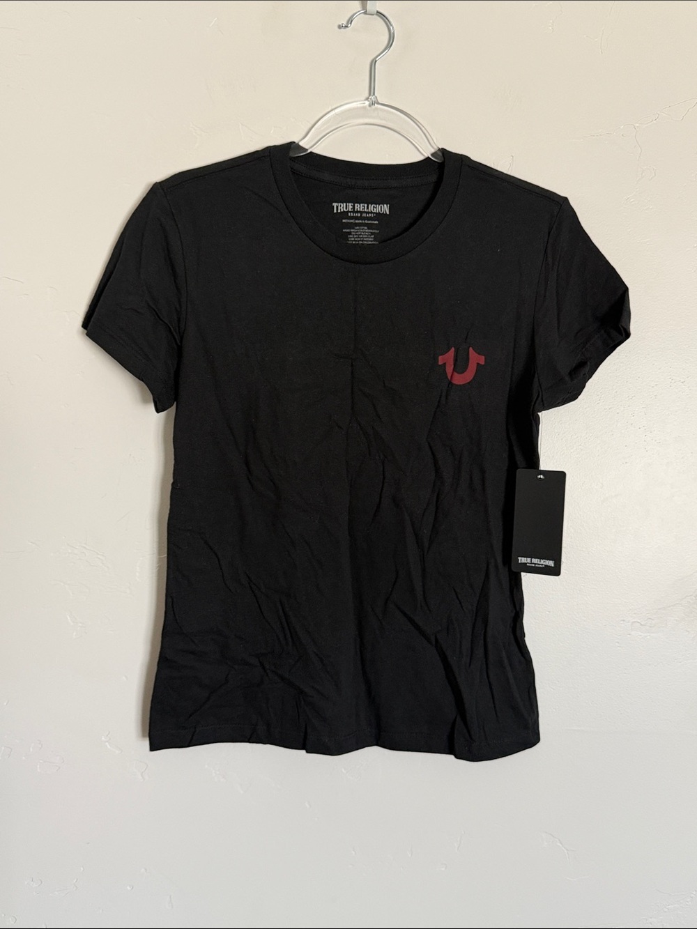 True Religion Black Tee with Red Logo Women's Short Sleeve